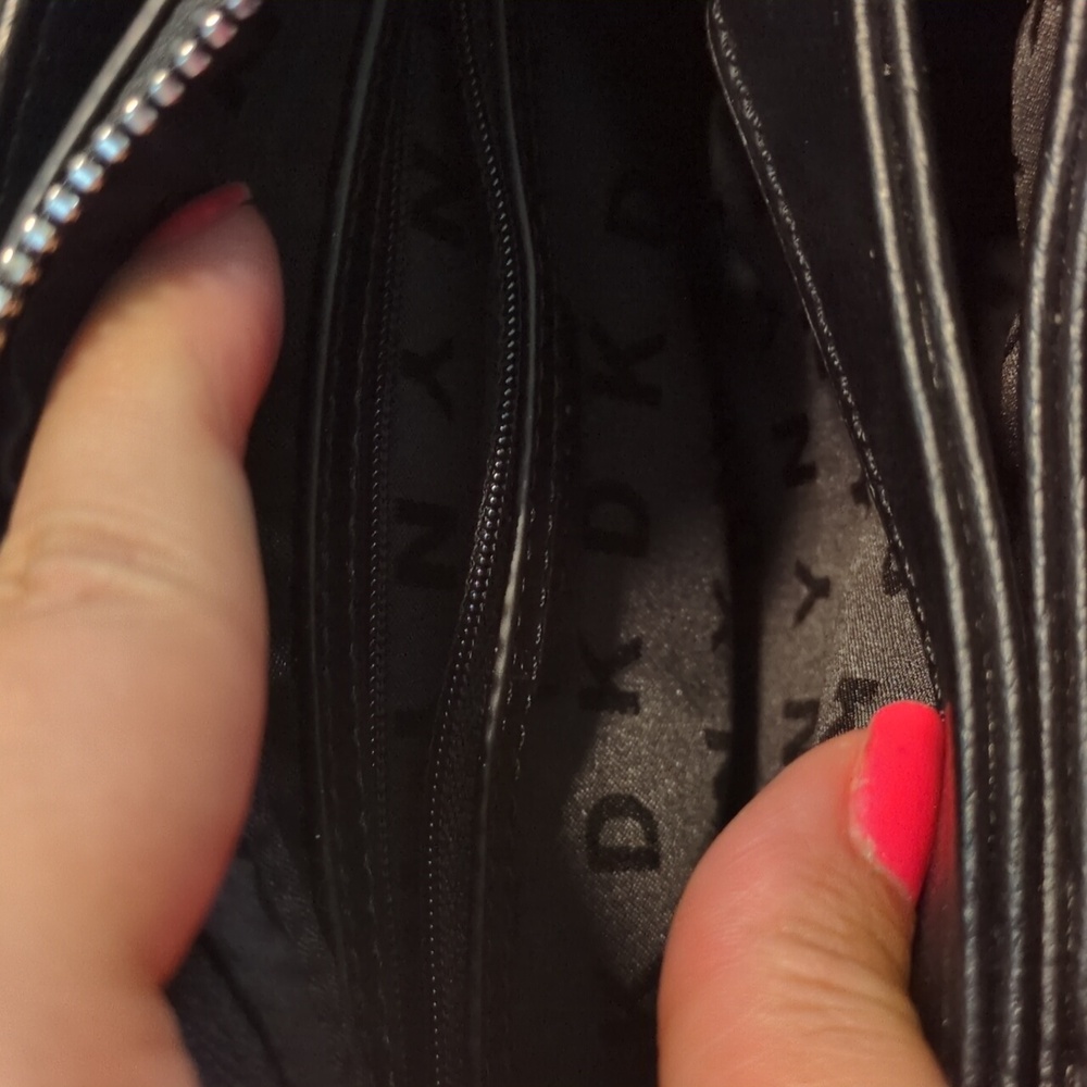 DKNY Paige small satchel crossbody handbag with a graffiti print. - Picture 7 of 7